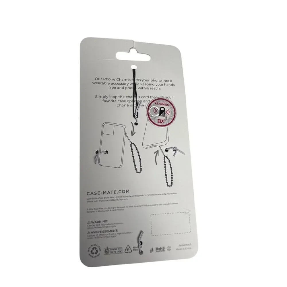 Case-Mate Black Beaded Phone Charm‎ with Metal Accents Universal Fit